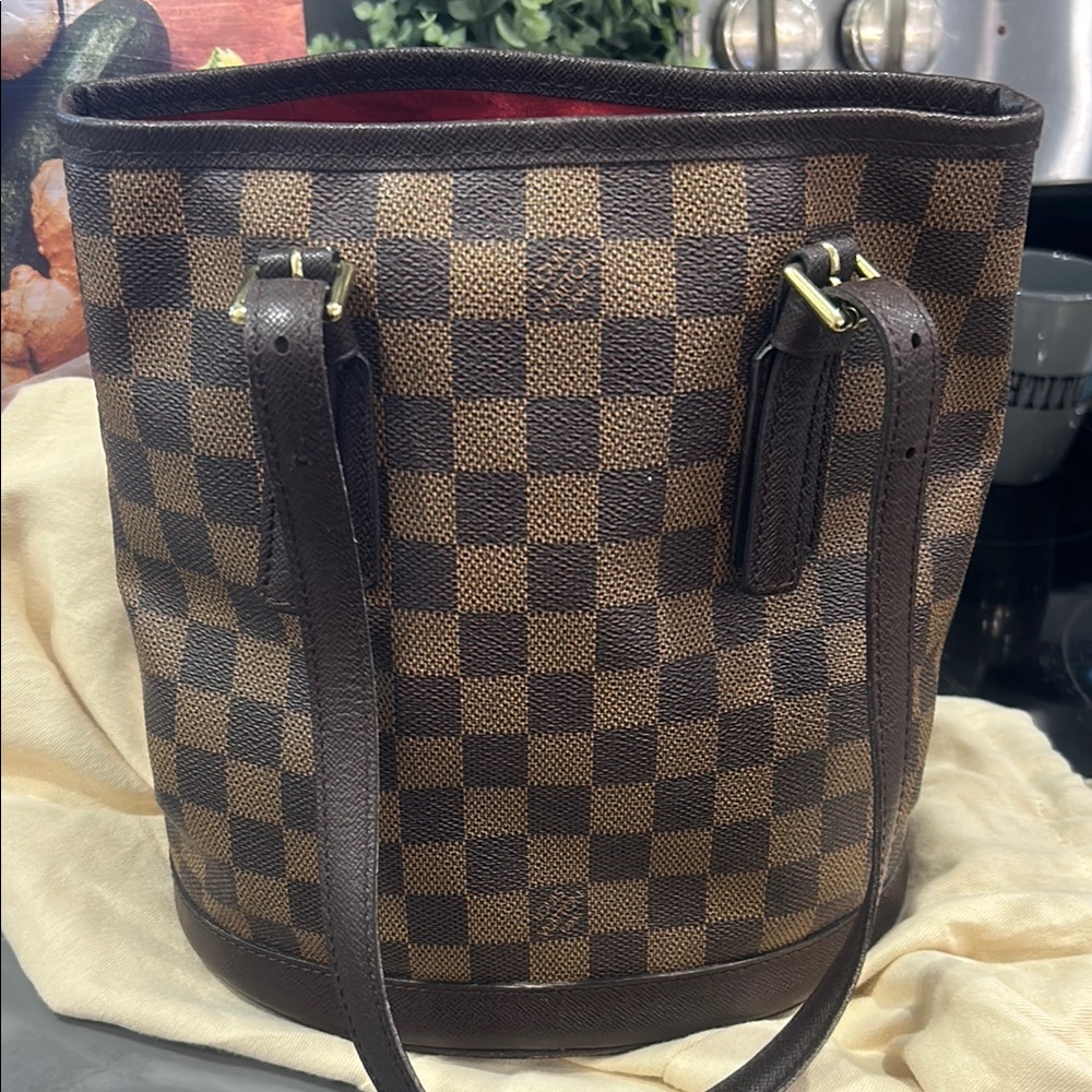 Brown Checkered Women Bag